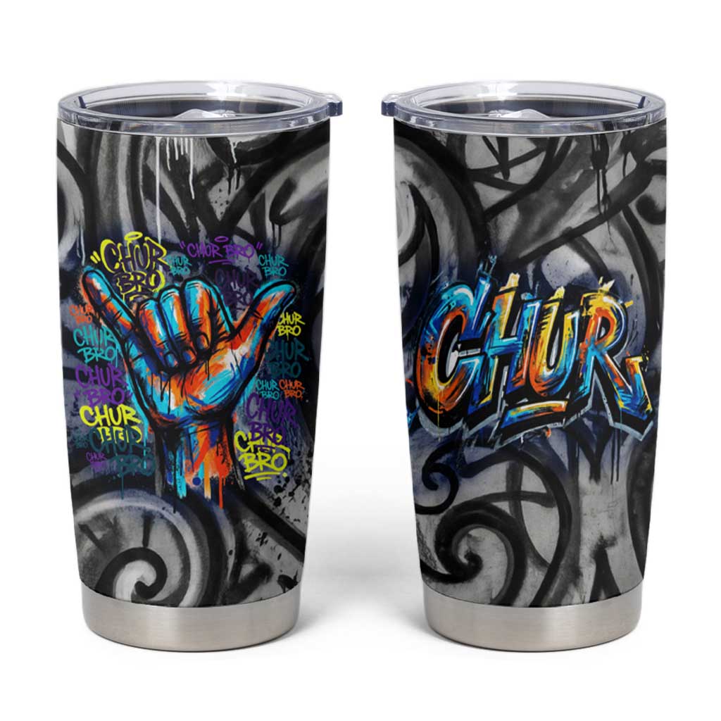 Chur Bro Shaka Sign Tumbler Cup New Zealand Koru Colorful Graffiti Splash TS04 Multicolor - Polynesian Pride