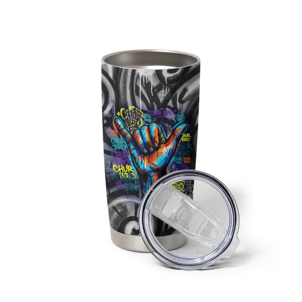 Chur Bro Shaka Sign Tumbler Cup New Zealand Koru Colorful Graffiti Splash TS04 - Polynesian Pride