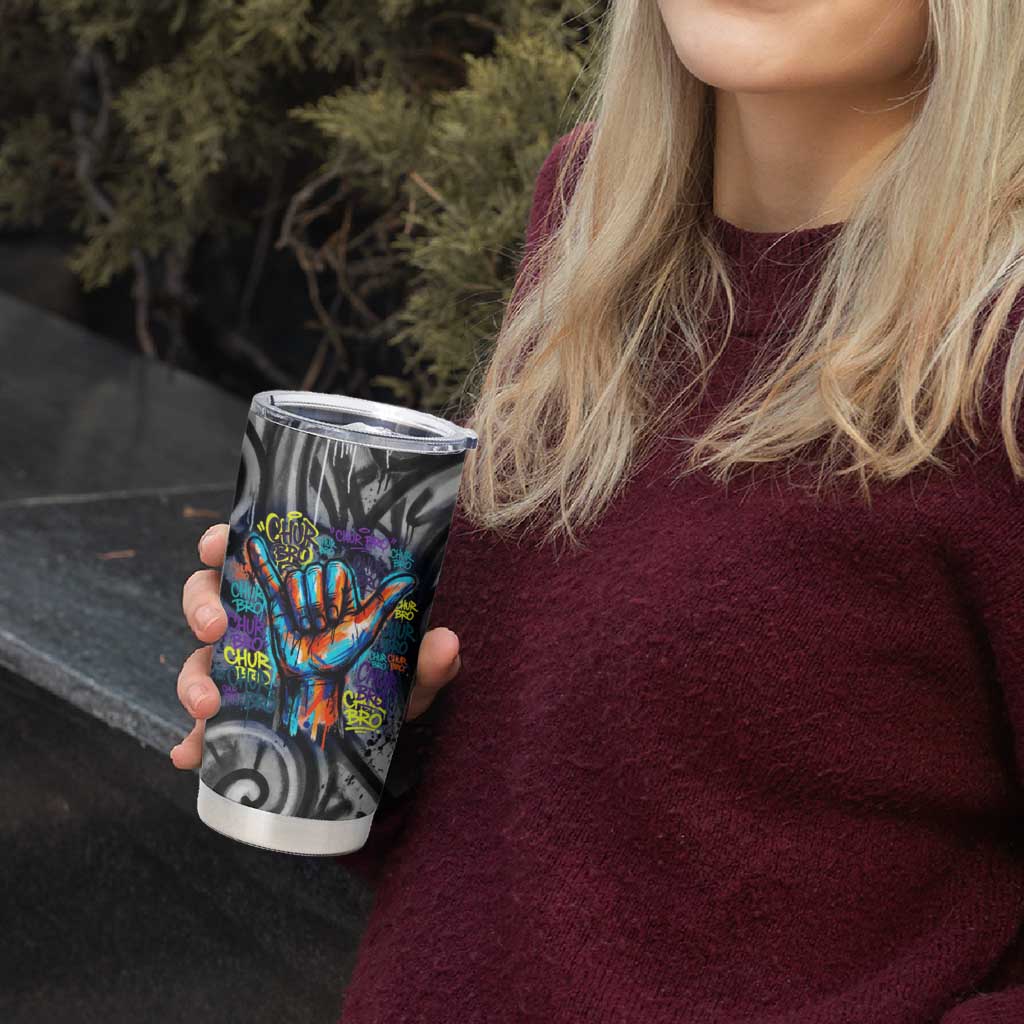 Chur Bro Shaka Sign Tumbler Cup New Zealand Koru Colorful Graffiti Splash TS04 - Polynesian Pride