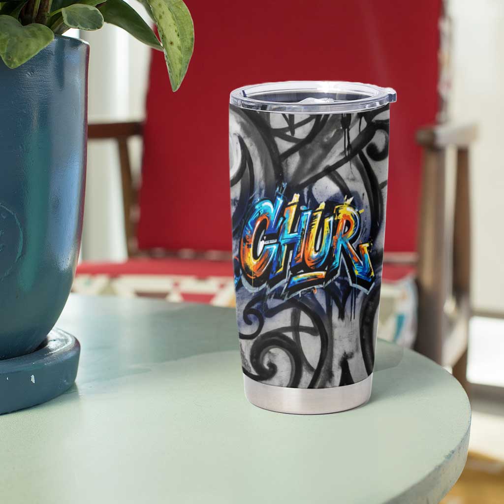 Chur Bro Shaka Sign Tumbler Cup New Zealand Koru Colorful Graffiti Splash TS04 - Polynesian Pride