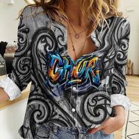 Chur Bro Shaka Sign Women Casual Shirt New Zealand Koru Colorful Graffiti Splash
