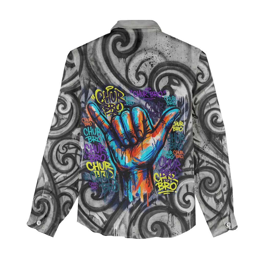 Chur Bro Shaka Sign Women Casual Shirt New Zealand Koru Colorful Graffiti Splash