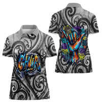 Chur Bro Shaka Sign Women Polo Shirt New Zealand Koru Colorful Graffiti Splash