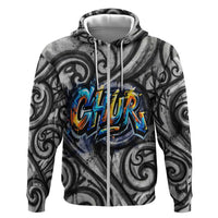 Chur Bro Shaka Sign Zip Hoodie New Zealand Koru Colorful Graffiti Splash TS04 Zip Hoodie Multicolor - Polynesian Pride