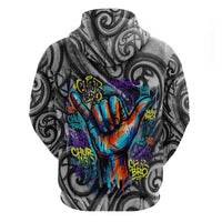 Chur Bro Shaka Sign Zip Hoodie New Zealand Koru Colorful Graffiti Splash TS04 - Polynesian Pride