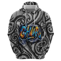 Chur Bro Shaka Sign Zip Hoodie New Zealand Koru Colorful Graffiti Splash TS04 - Polynesian Pride