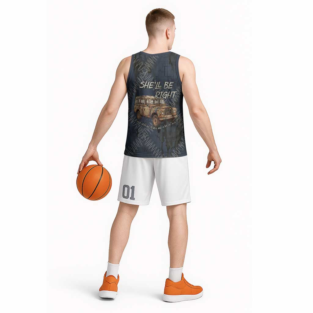 New Zealand She’ll Be Right Basketball Jersey NZ Slang No. 8 Wire Map Pattern