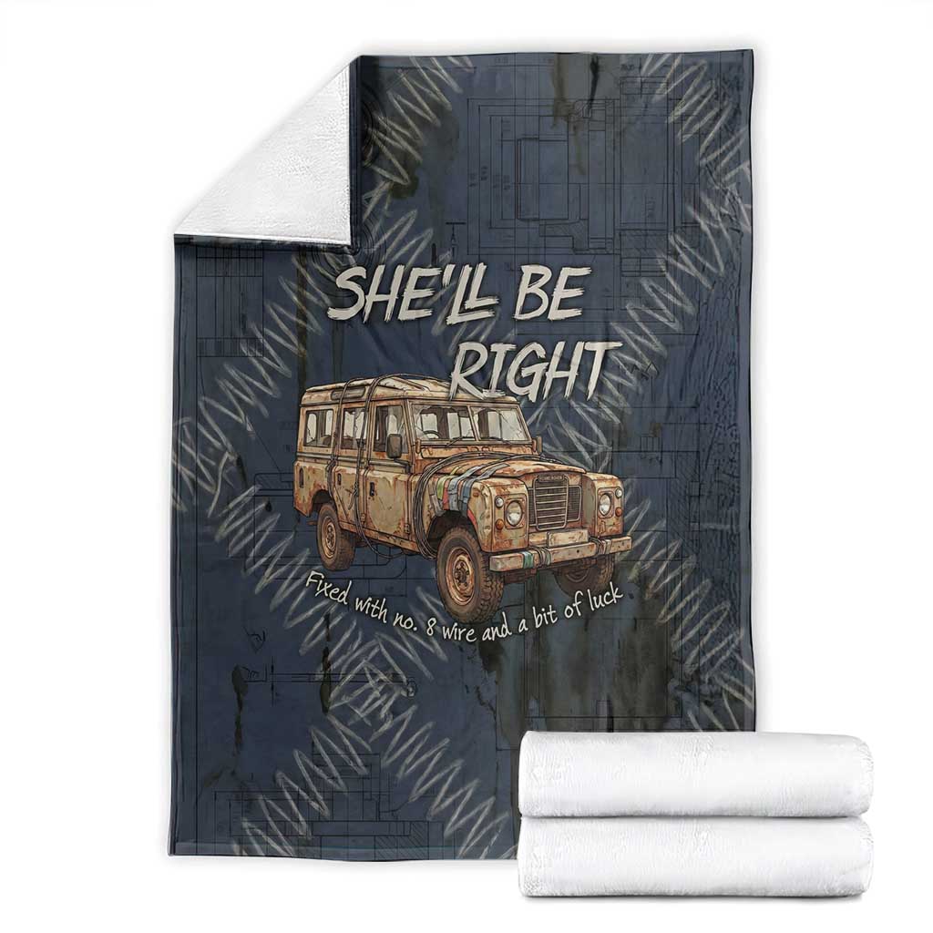 New Zealand She’ll Be Right Blanket NZ Slang No. 8 Wire Map Pattern