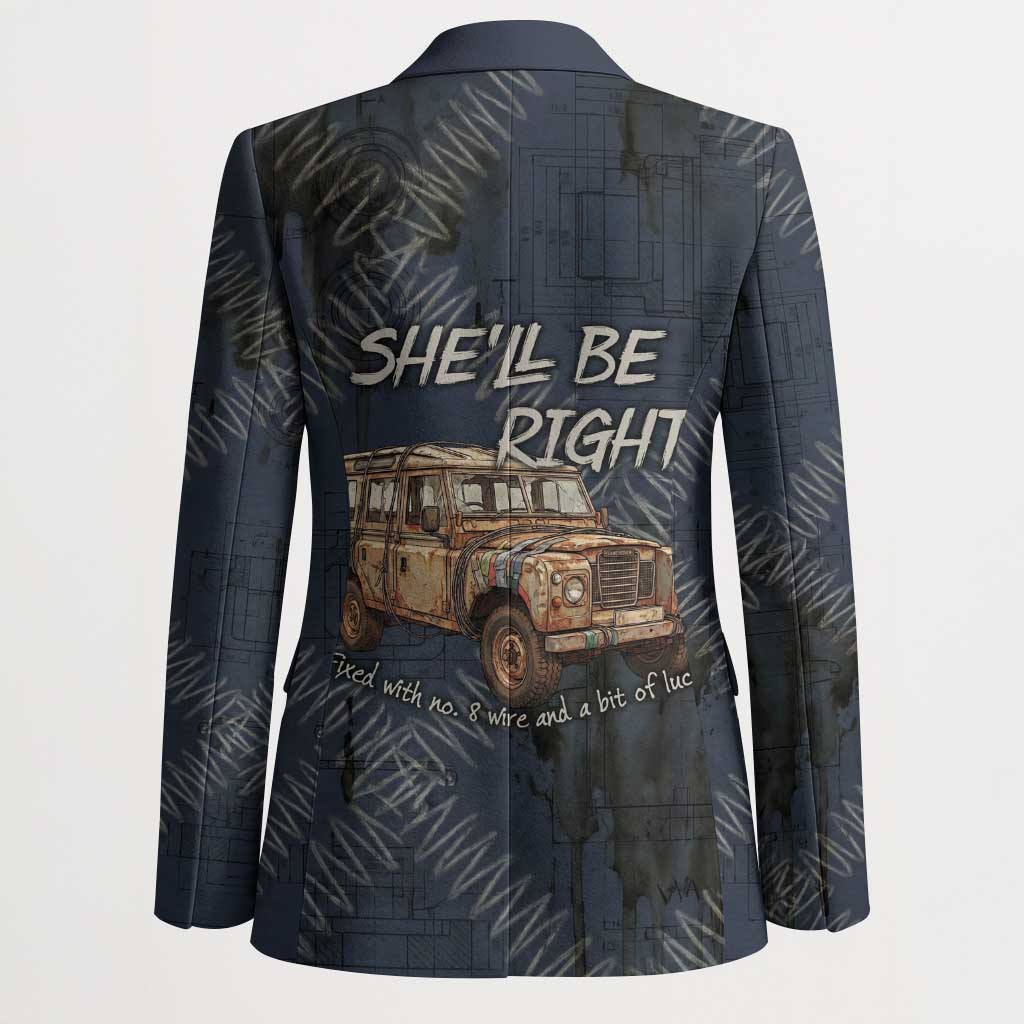 New Zealand She’ll Be Right Blazer NZ Slang No. 8 Wire Map Pattern