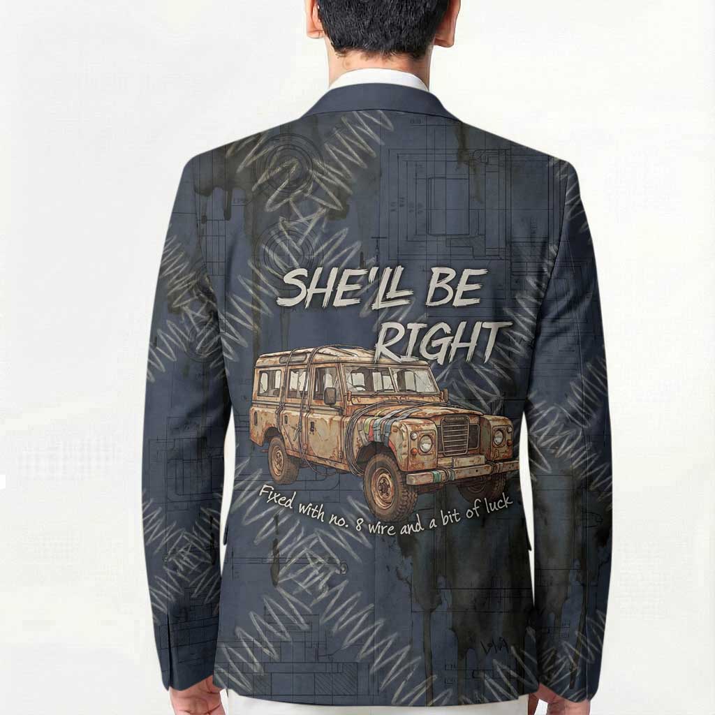 New Zealand She’ll Be Right Blazer NZ Slang No. 8 Wire Map Pattern