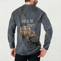 New Zealand She’ll Be Right Button Sweatshirt NZ Slang No. 8 Wire Map Pattern