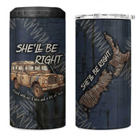New Zealand She’ll Be Right 4 in 1 Can Cooler Tumbler NZ Slang No. 8 Wire Map Pattern TS04 One Size: 16 oz Navy Slate - Polynesian Pride