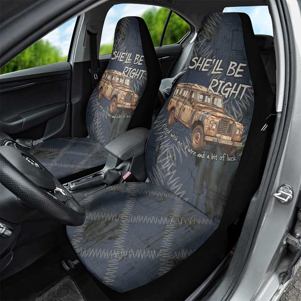 New Zealand She’ll Be Right Car Seat Cover NZ Slang No. 8 Wire Map Pattern