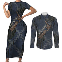 New Zealand She’ll Be Right Couples Matching Short Sleeve Bodycon Dress and Long Sleeve Button Shirt NZ Slang No. 8 Wire Map Pattern