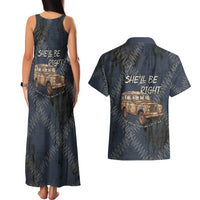 New Zealand She’ll Be Right Couples Matching Tank Maxi Dress and Hawaiian Shirt NZ Slang No. 8 Wire Map Pattern TS04 - Polynesian Pride