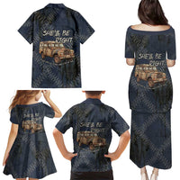 New Zealand She’ll Be Right Family Matching Puletasi and Hawaiian Shirt NZ Slang No. 8 Wire Map Pattern