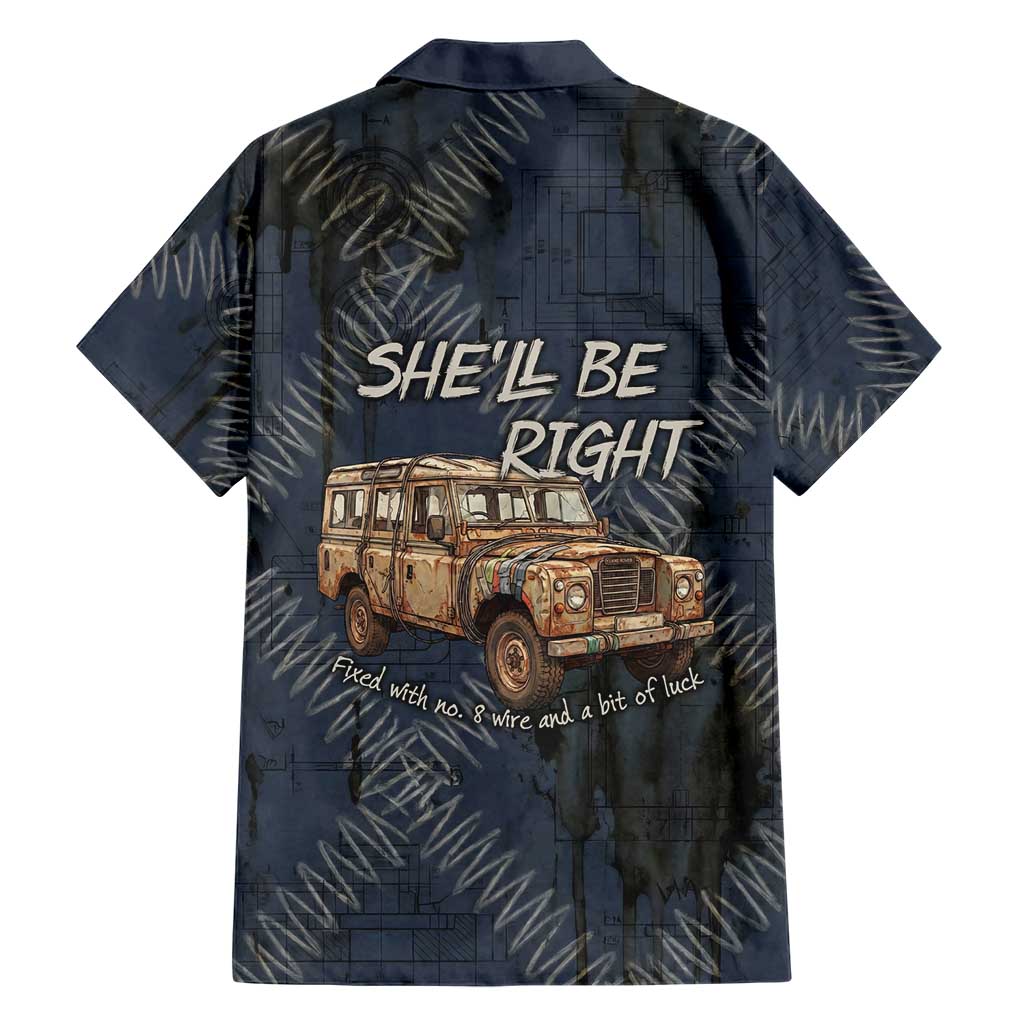 New Zealand She’ll Be Right Family Matching Short Sleeve Bodycon Dress and Hawaiian Shirt NZ Slang No. 8 Wire Map Pattern