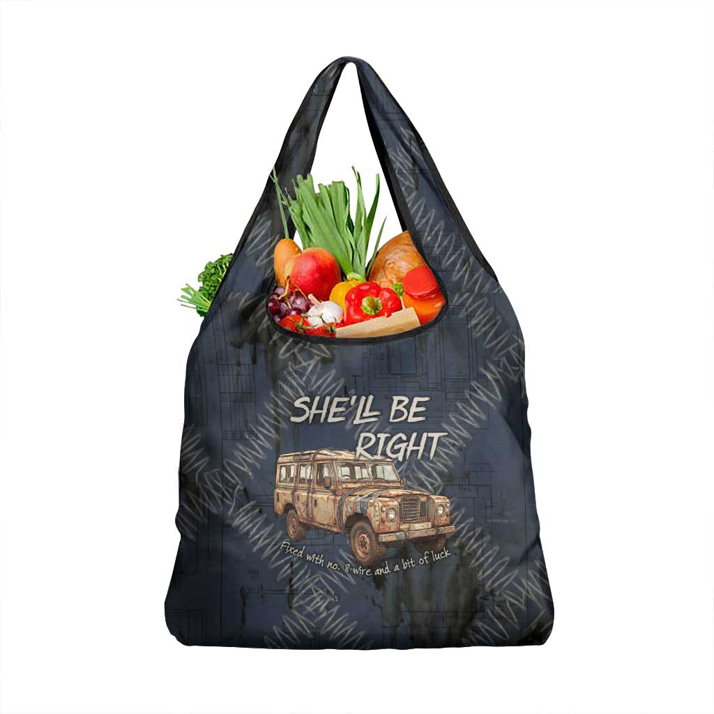 New Zealand She’ll Be Right Grocery Bag NZ Slang No. 8 Wire Map Pattern