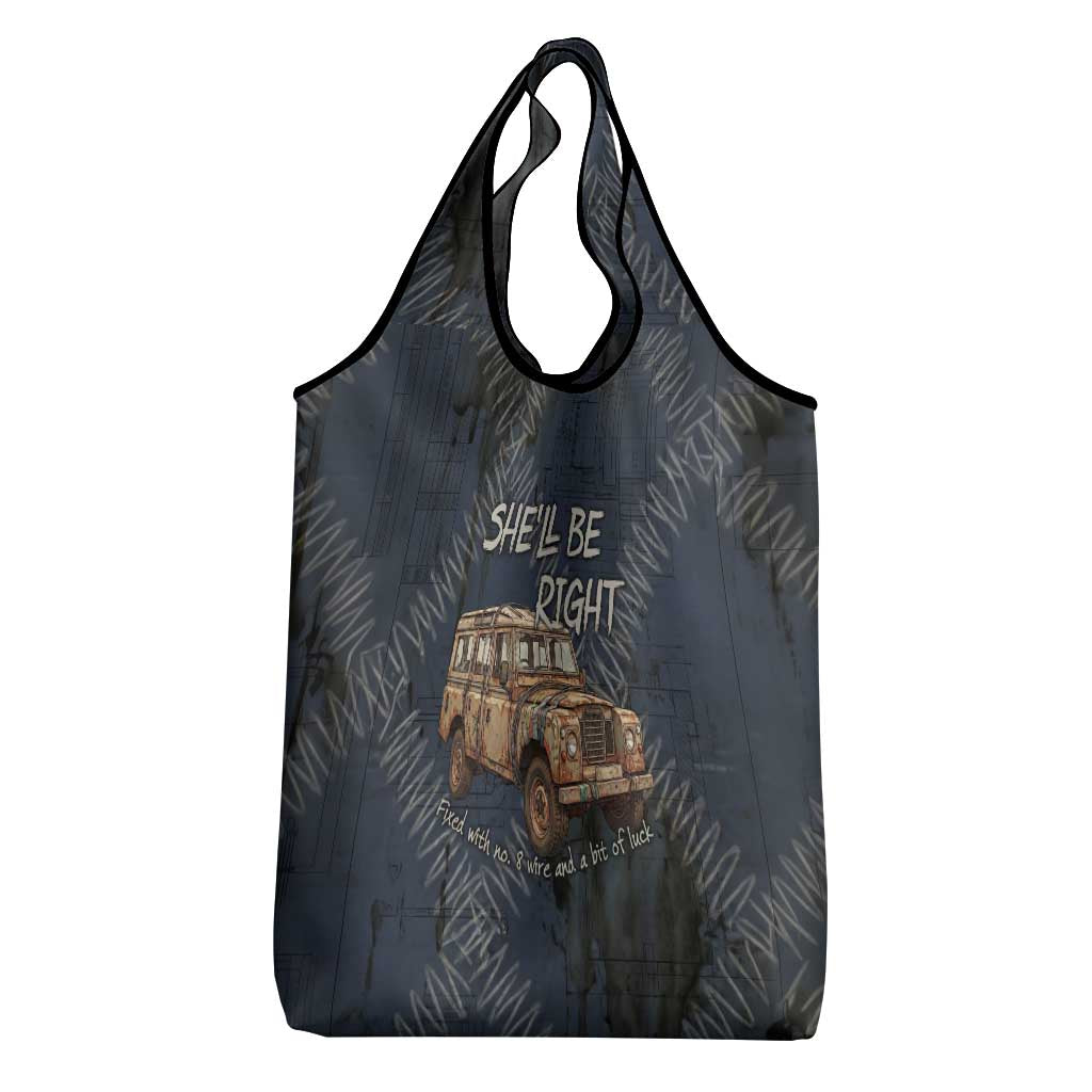 New Zealand She’ll Be Right Grocery Bag NZ Slang No. 8 Wire Map Pattern