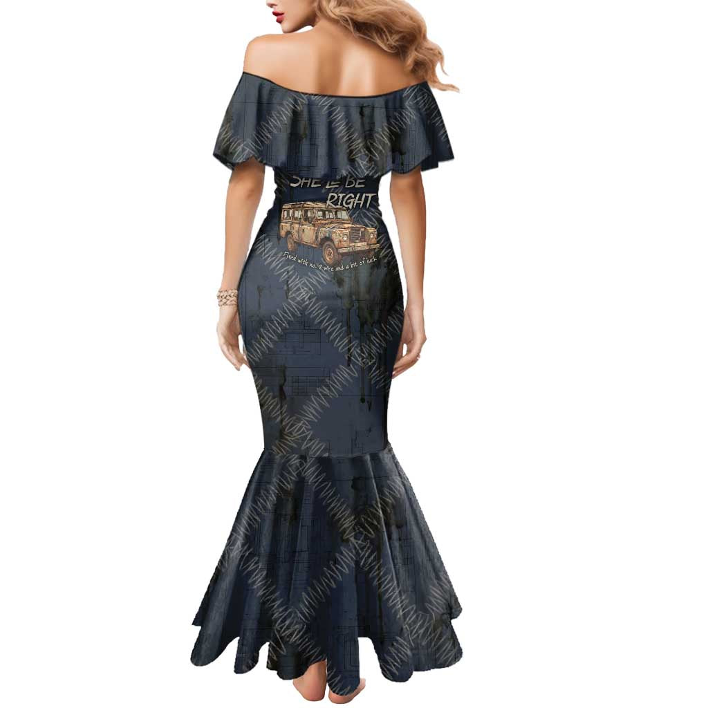 New Zealand She’ll Be Right Mermaid Dress NZ Slang No. 8 Wire Map Pattern