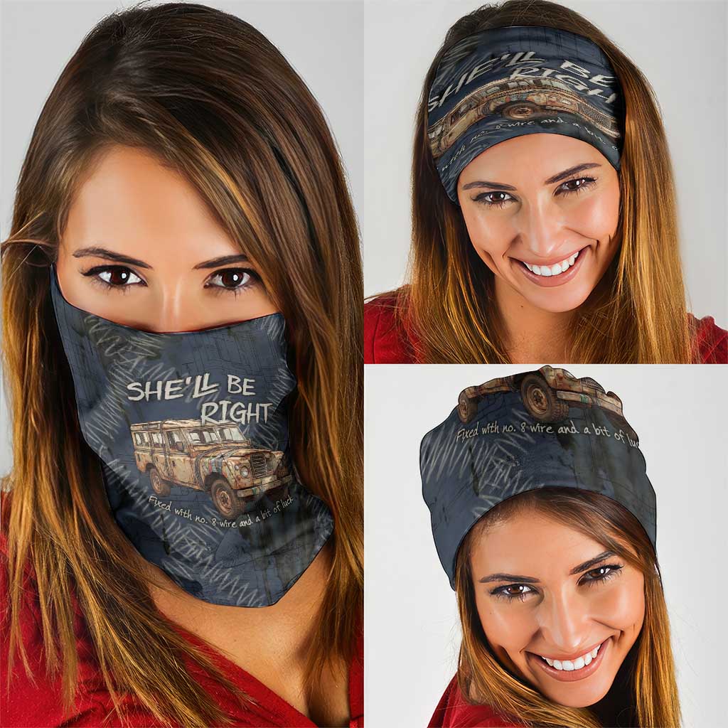 New Zealand She’ll Be Right Neck Gaiter NZ Slang No. 8 Wire Map Pattern