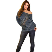 New Zealand She’ll Be Right Off Shoulder Sweater NZ Slang No. 8 Wire Map Pattern