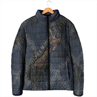 New Zealand She’ll Be Right Padded Jacket NZ Slang No. 8 Wire Map Pattern