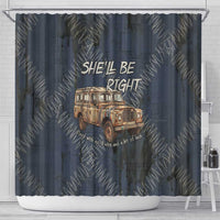New Zealand She’ll Be Right Shower Curtain NZ Slang No. 8 Wire Map Pattern