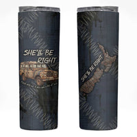 New Zealand She’ll Be Right Skinny Tumbler NZ Slang No. 8 Wire Map Pattern TS04 Navy Slate - Polynesian Pride