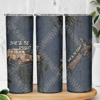 New Zealand She’ll Be Right Skinny Tumbler NZ Slang No. 8 Wire Map Pattern TS04 - Polynesian Pride