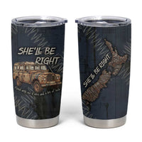 New Zealand She’ll Be Right Tumbler Cup NZ Slang No. 8 Wire Map Pattern