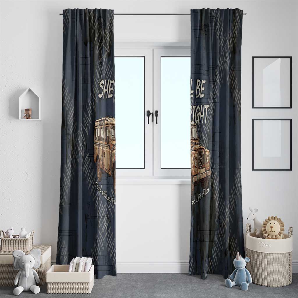 New Zealand She’ll Be Right Window Curtain NZ Slang No. 8 Wire Map Pattern