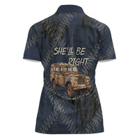 New Zealand She’ll Be Right Women Polo Shirt NZ Slang No. 8 Wire Map Pattern
