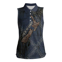 New Zealand She’ll Be Right Women Sleeveless Polo Shirt NZ Slang No. 8 Wire Map Pattern
