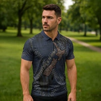 New Zealand She’ll Be Right Zipper Polo Shirt NZ Slang No. 8 Wire Map Pattern
