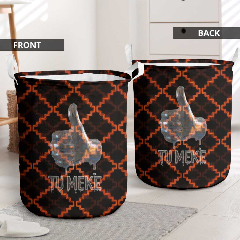 Tu Meke Maori New Zealand Slang Laundry Basket with Glow Neon Step Style