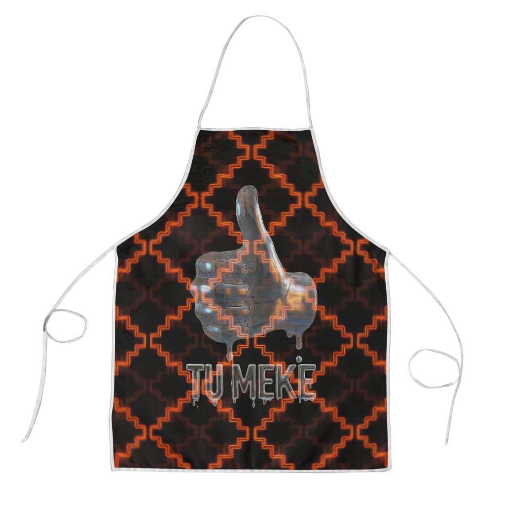 Tu Meke Maori New Zealand Slang Apron with Glow Neon Step Style TS04 Black Orange - Polynesian Pride