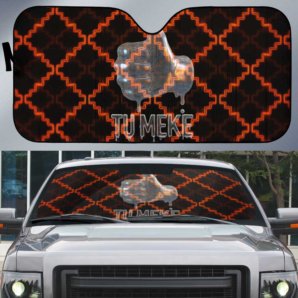 Tu Meke Maori New Zealand Slang Auto Sun Shade with Glow Neon Step Style