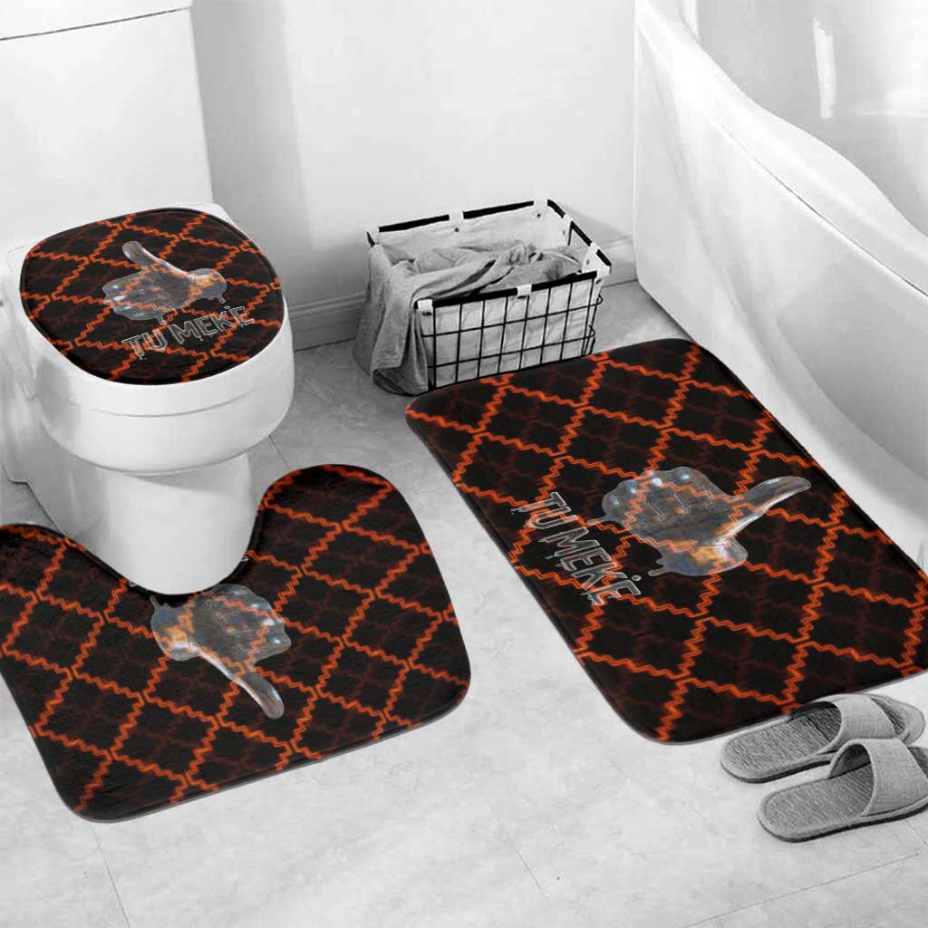 Tu Meke Maori New Zealand Slang Bathroom Set with Glow Neon Step Style