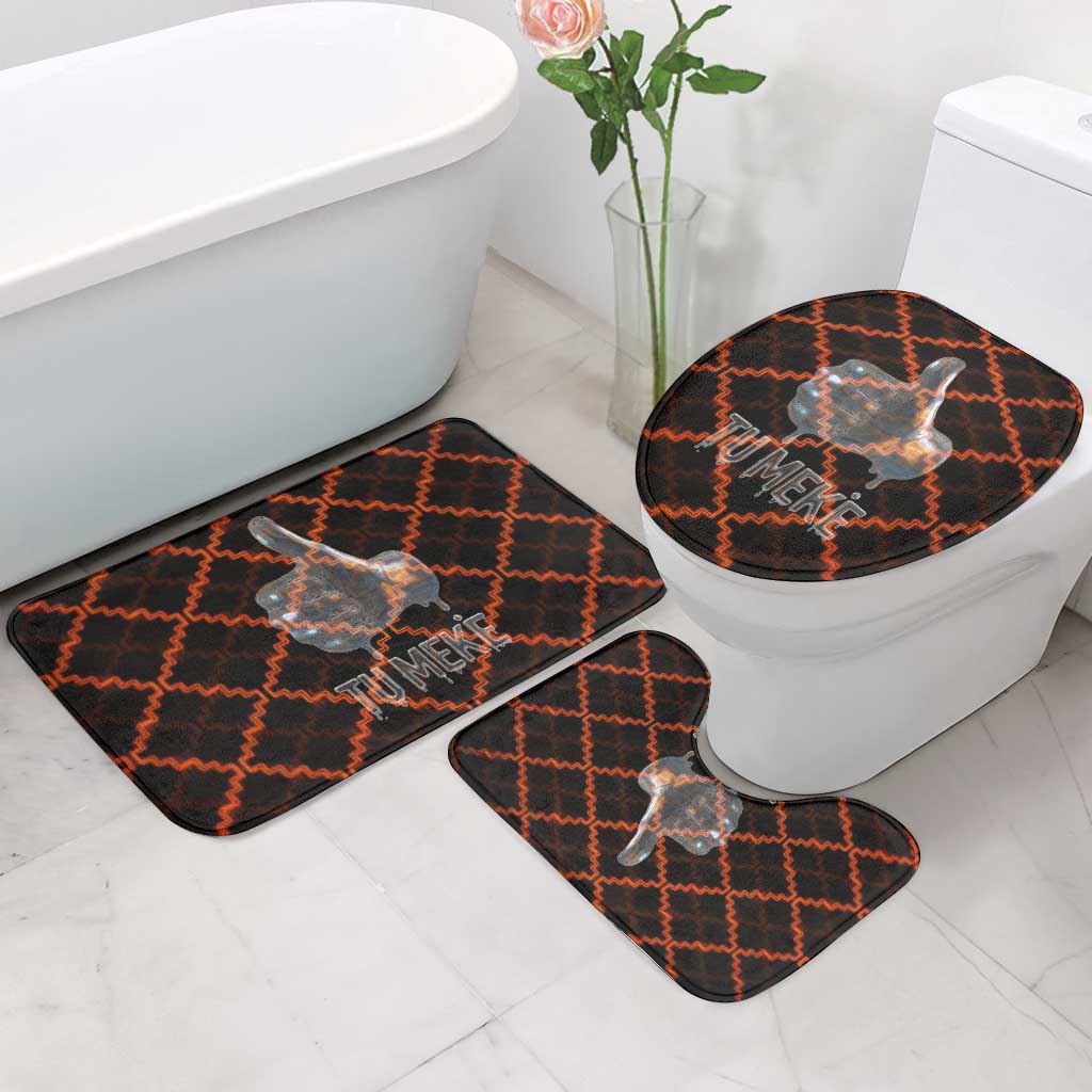 Tu Meke Maori New Zealand Slang Bathroom Set with Glow Neon Step Style