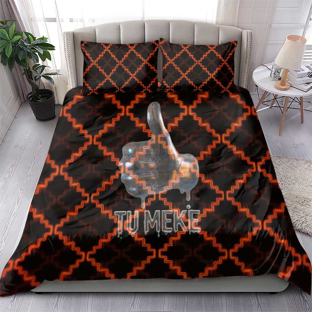 Tu Meke Maori New Zealand Slang Bedding Set with Glow Neon Step Style