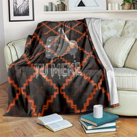 Tu Meke Maori New Zealand Slang Blanket with Glow Neon Step Style TS04 Black Orange - Polynesian Pride