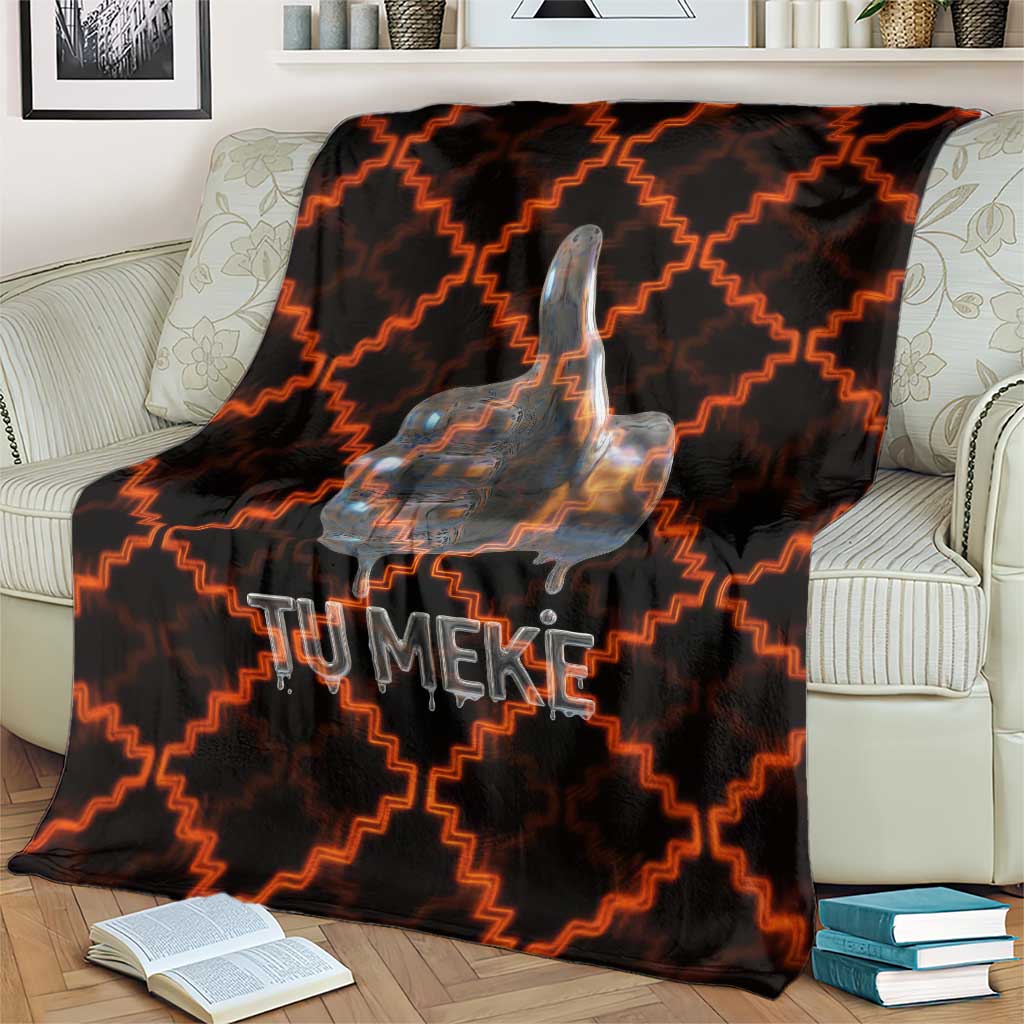 Tu Meke Maori New Zealand Slang Blanket with Glow Neon Step Style TS04 - Polynesian Pride