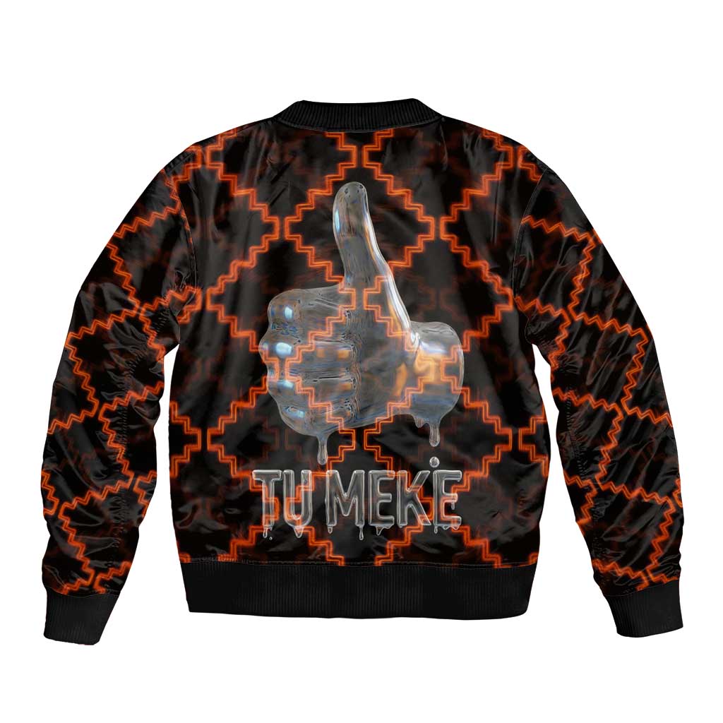 Tu Meke Maori New Zealand Slang Bomber Jacket with Glow Neon Step Style