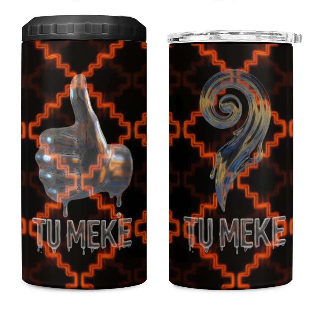 Tu Meke Maori New Zealand Slang 4 in 1 Can Cooler Tumbler with Glow Neon Step Style