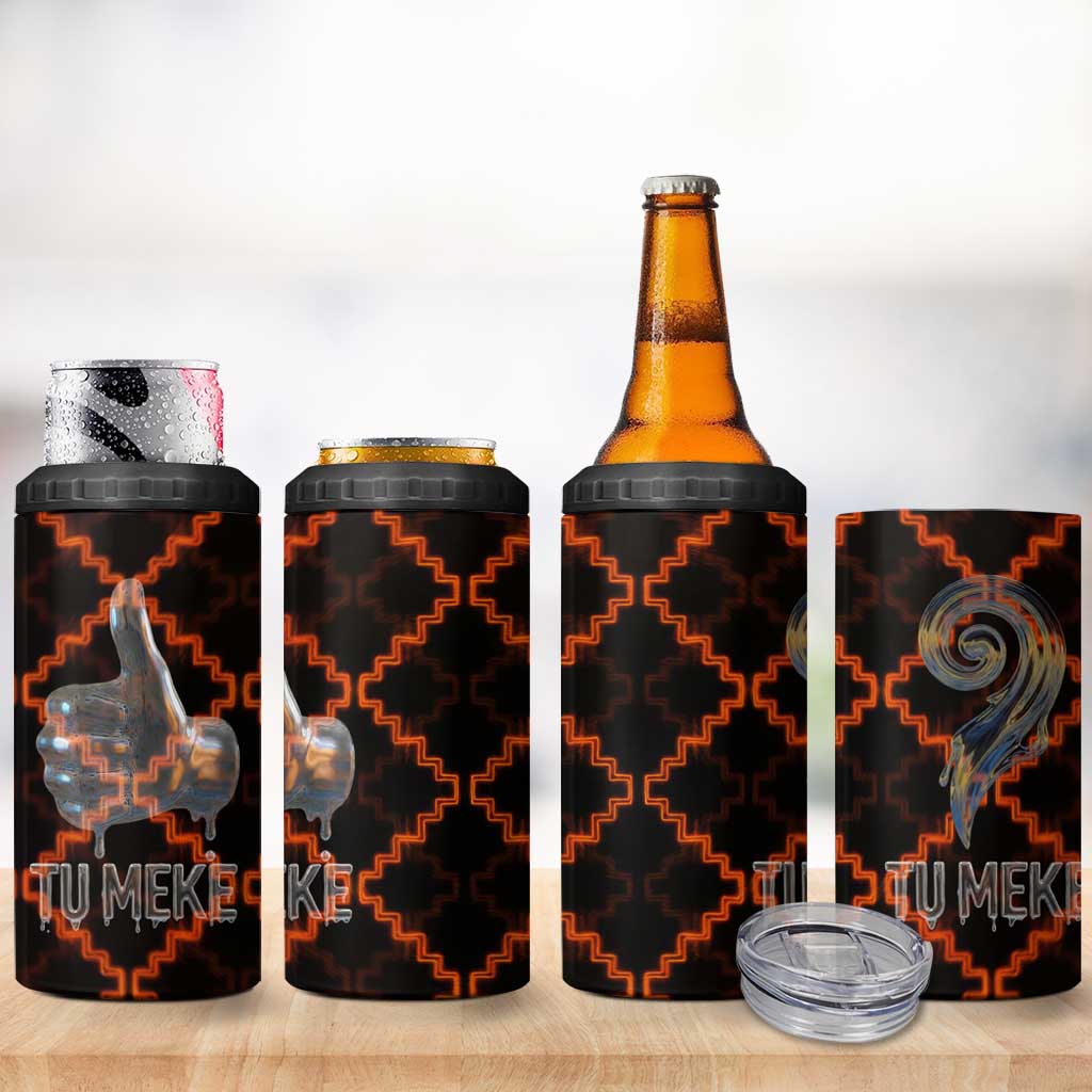 Tu Meke Maori New Zealand Slang 4 in 1 Can Cooler Tumbler with Glow Neon Step Style