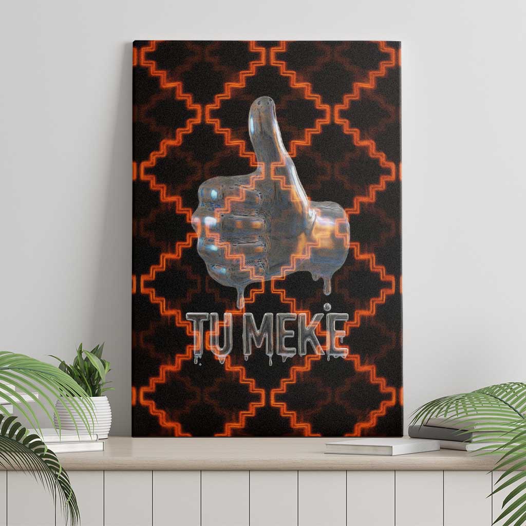 Tu Meke Maori New Zealand Slang Canvas Wall Art with Glow Neon Step Style