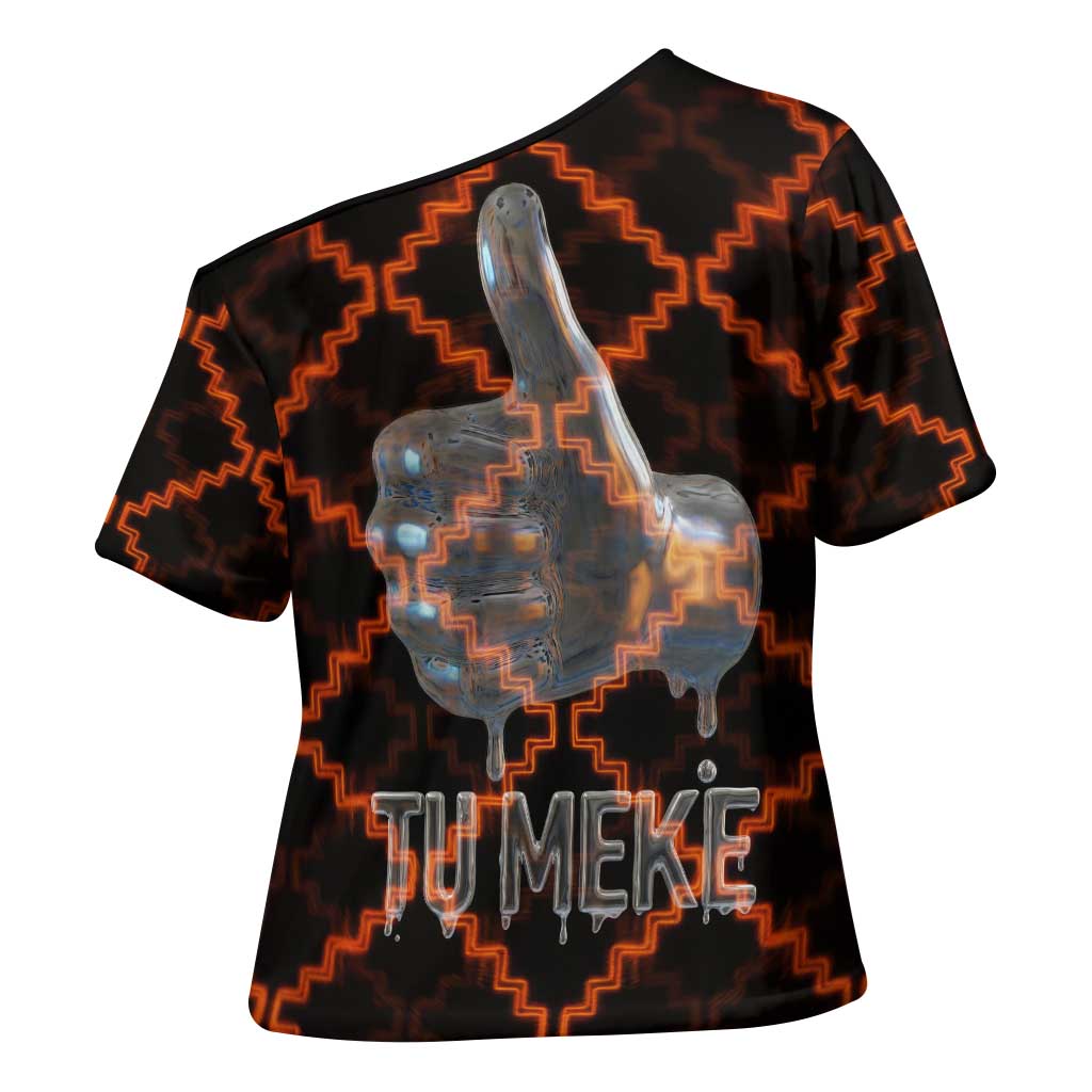 Tu Meke Maori New Zealand Slang Cross Shoulder Shirt with Glow Neon Step Style TS04 - Polynesian Pride