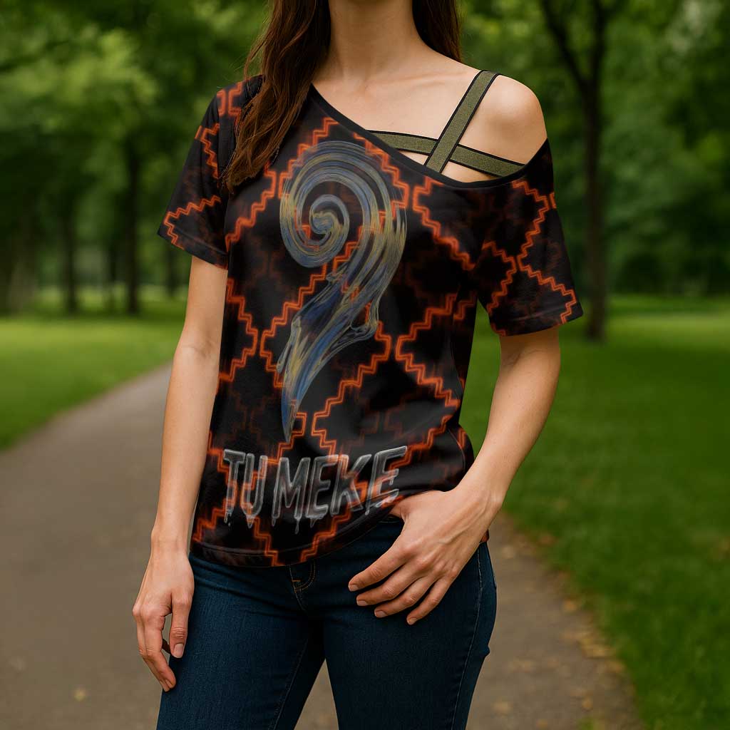 Tu Meke Maori New Zealand Slang Cross Shoulder Shirt with Glow Neon Step Style TS04 - Polynesian Pride