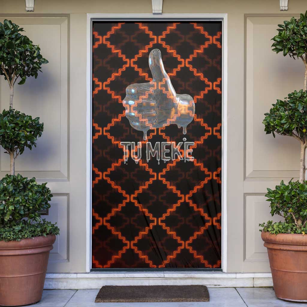 Tu Meke Maori New Zealand Slang Door Cover with Glow Neon Step Style
